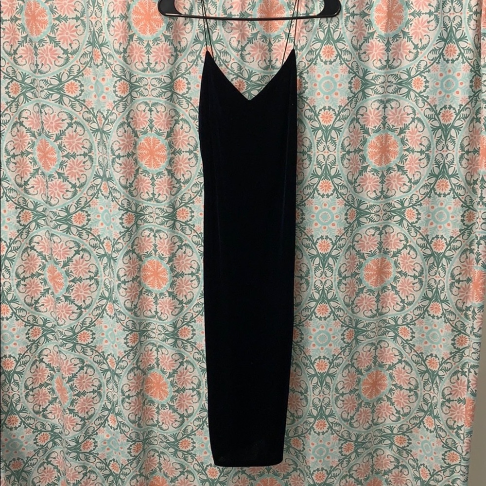 Blue velour midi dress